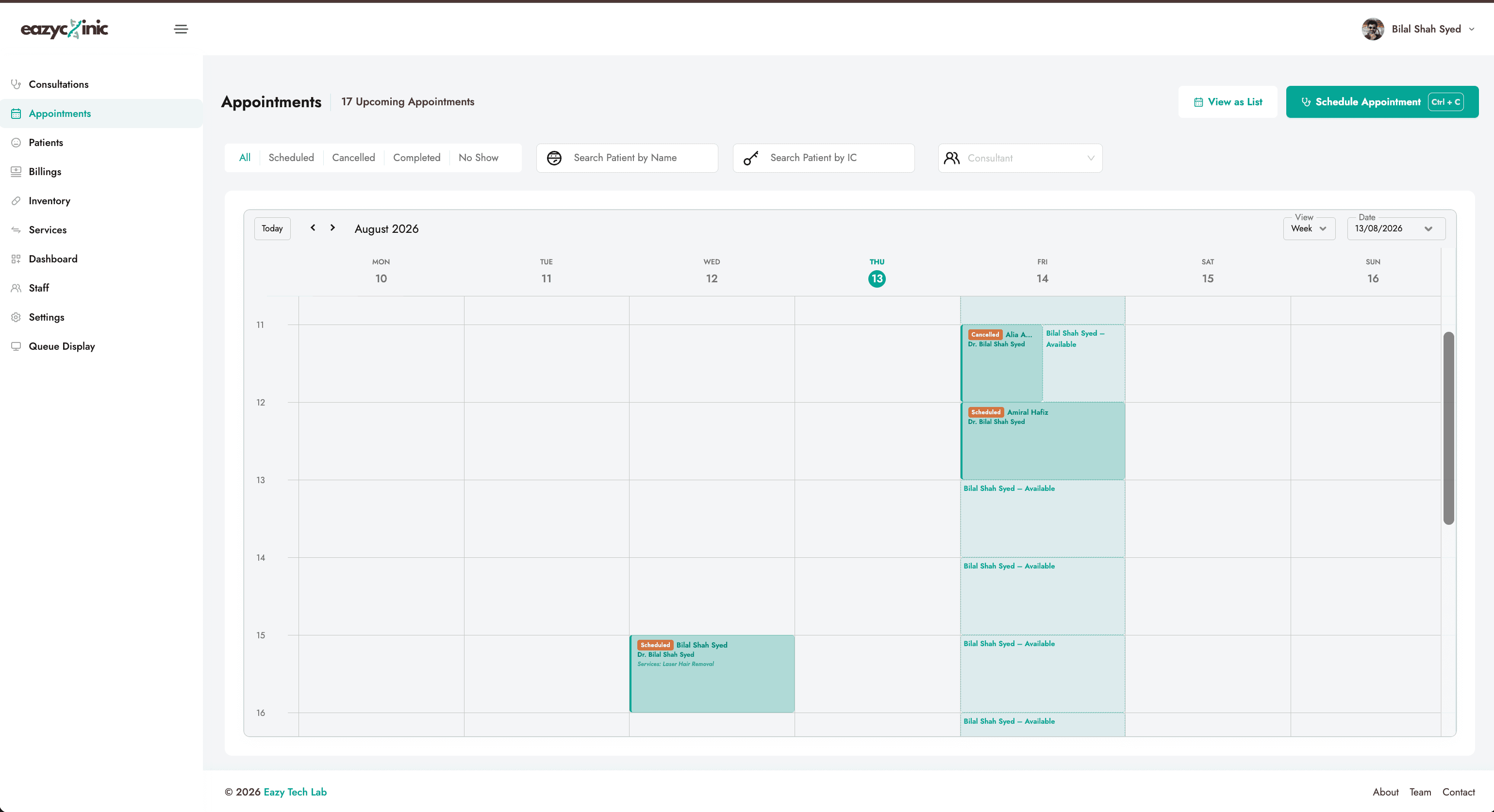 Appointments calendar view